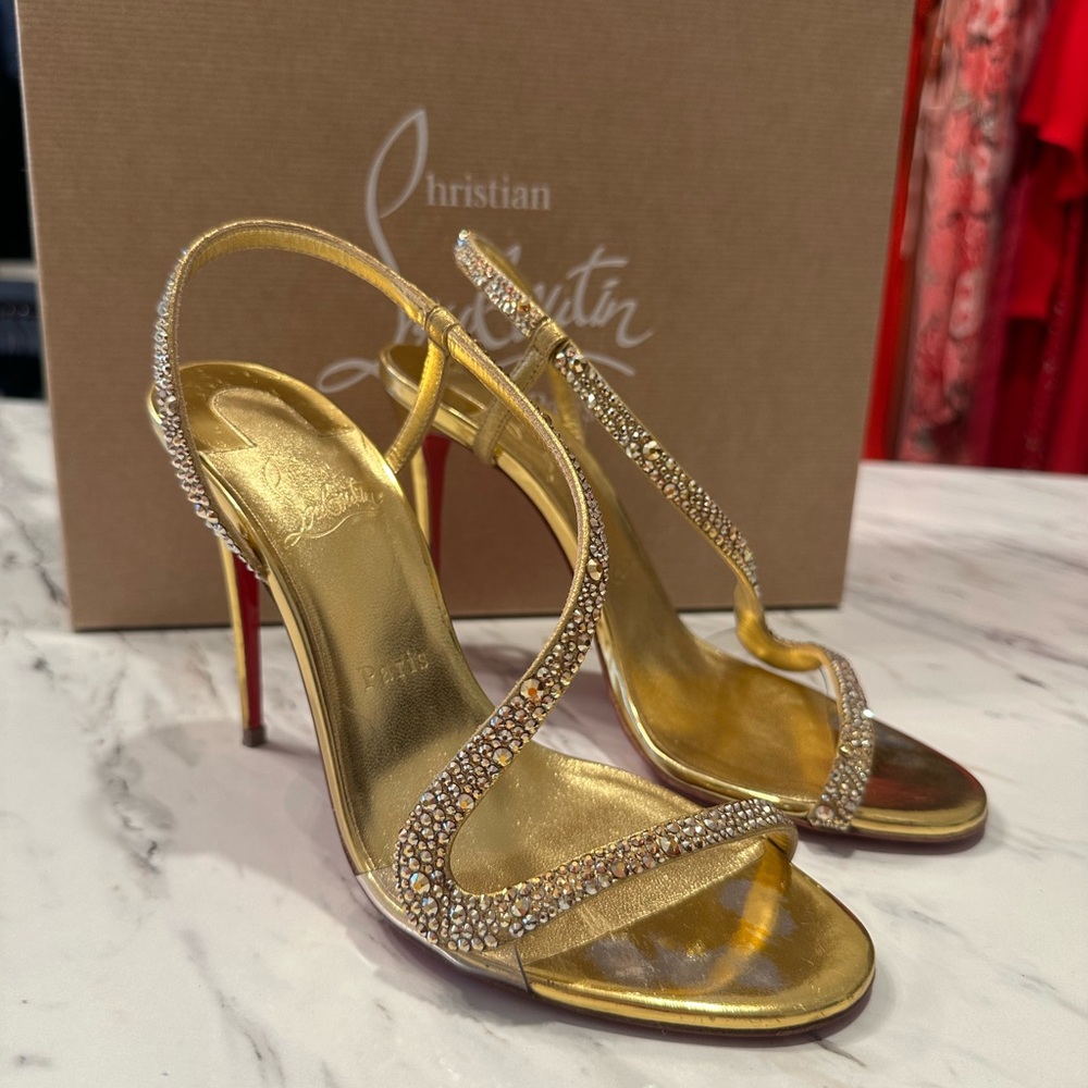 Christian Louboutin Rosalie 100 gold crystal sandals